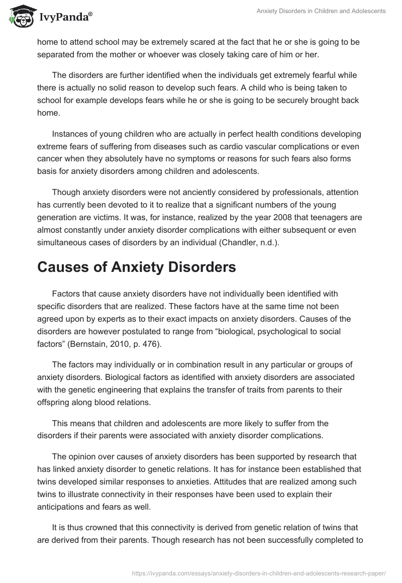 Anxiety Disorders in Children and Adolescents. Page 2