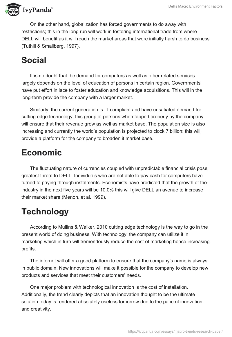 Dell's Macro Environment Factors. Page 2