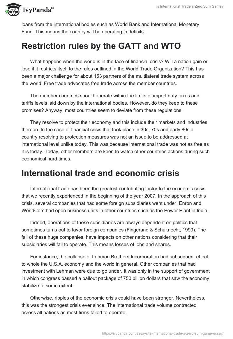 Is International Trade a Zero Sum Game?. Page 3