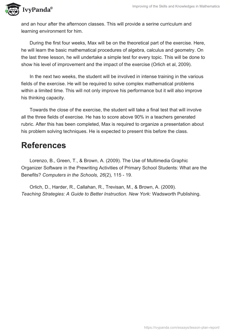 Improving of the Skills and Knowledges in Mathematics. Page 3
