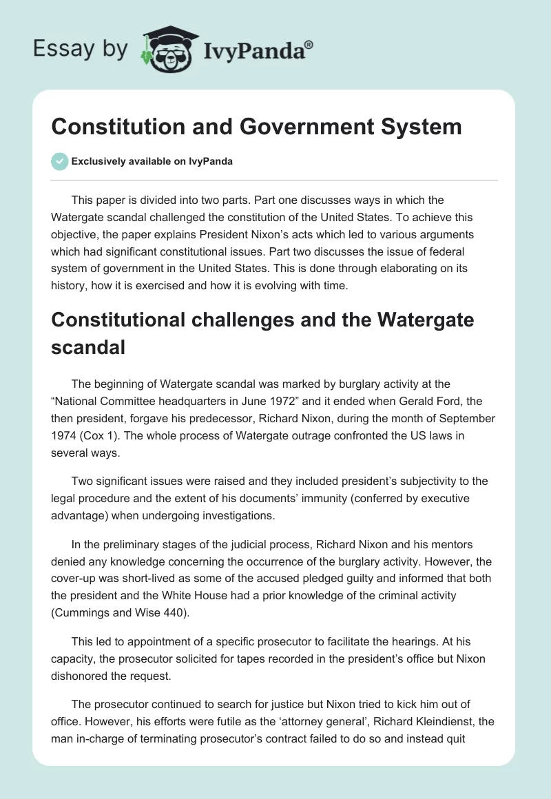 Constitution and Government System. Page 1