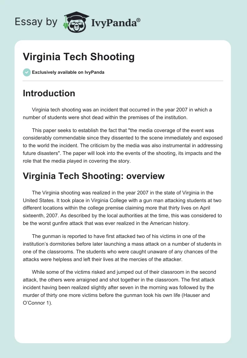 Virginia Tech Shooting. Page 1