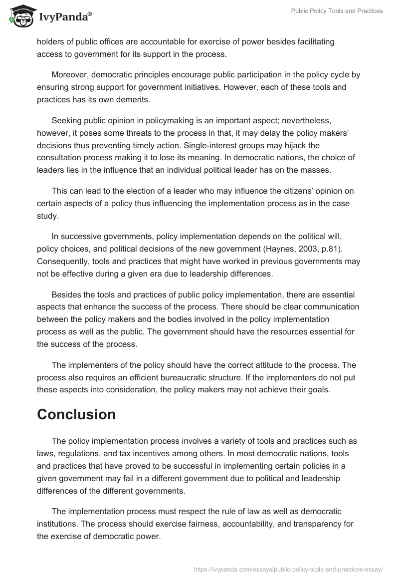 Public Policy Tools and Practices. Page 2