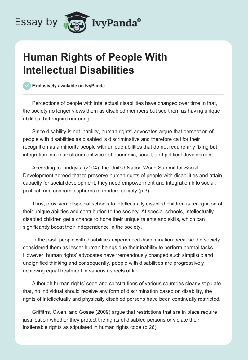 Human Rights of People With Intellectual Disabilities. Page 1