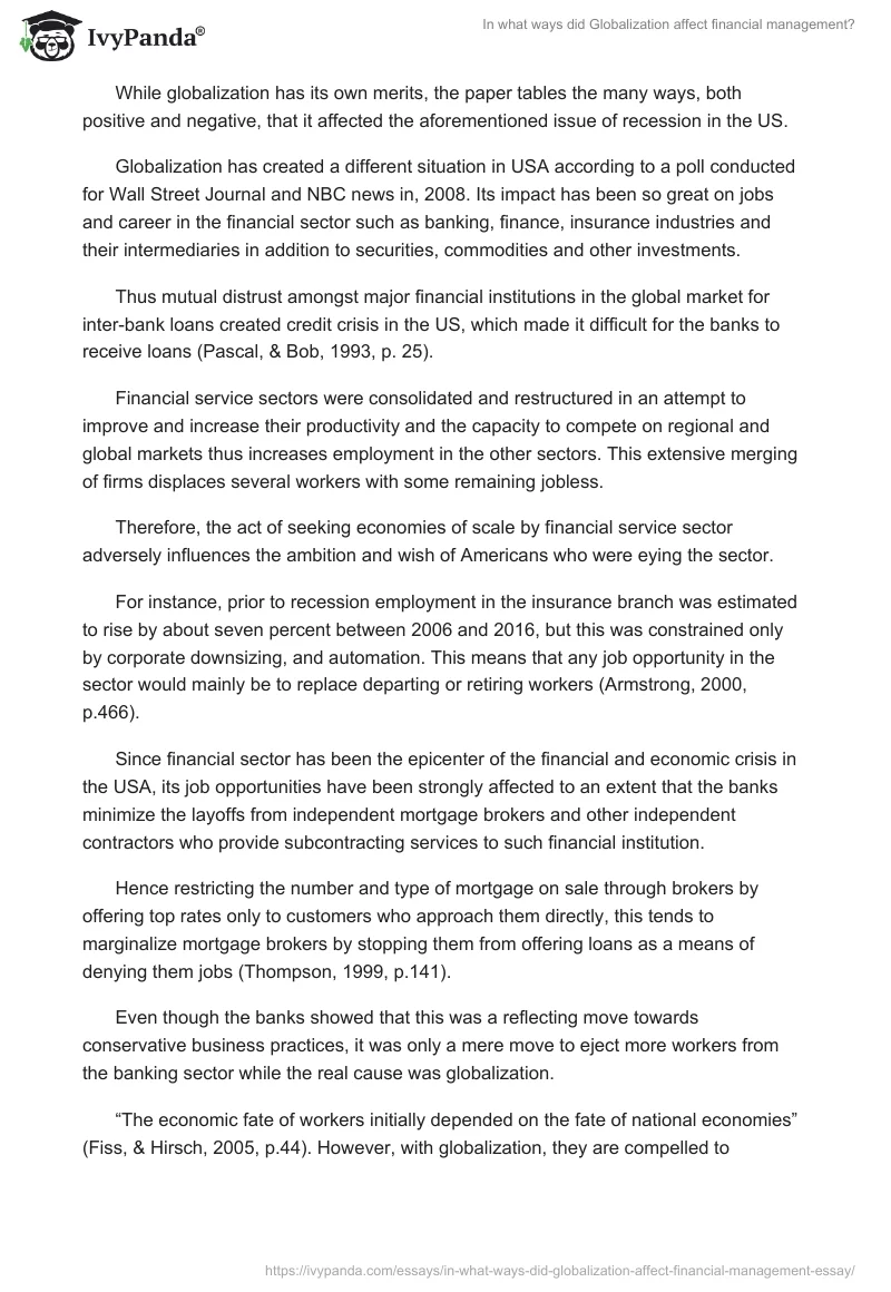 In what ways did Globalization affect financial management?. Page 2