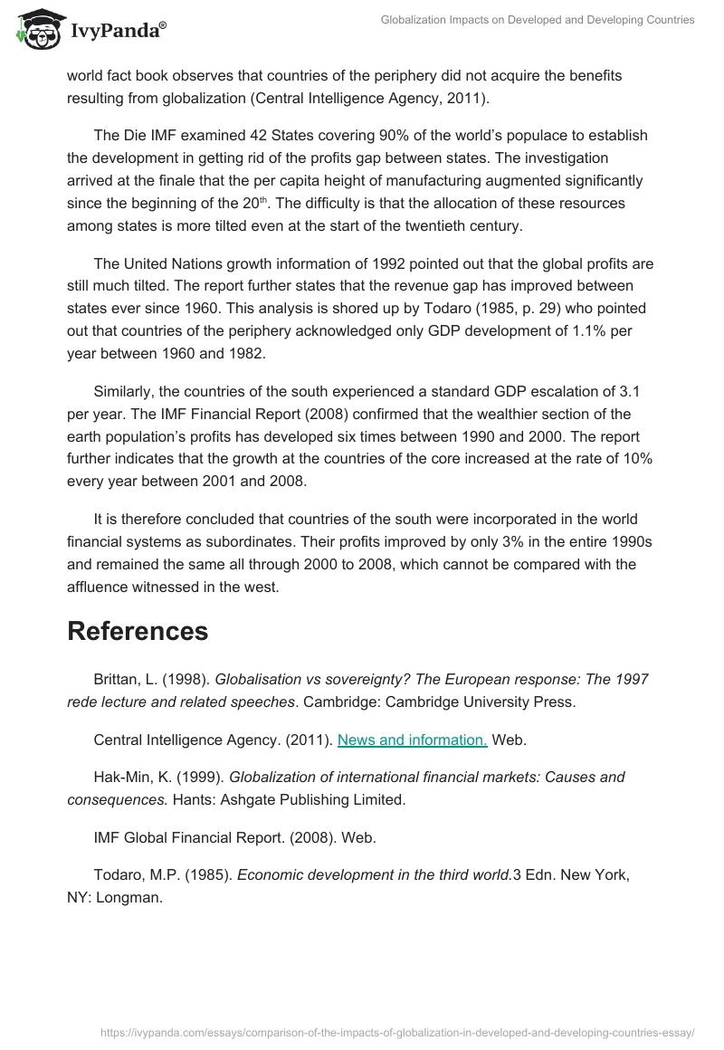 Globalization Impacts on Developed and Developing Countries. Page 2