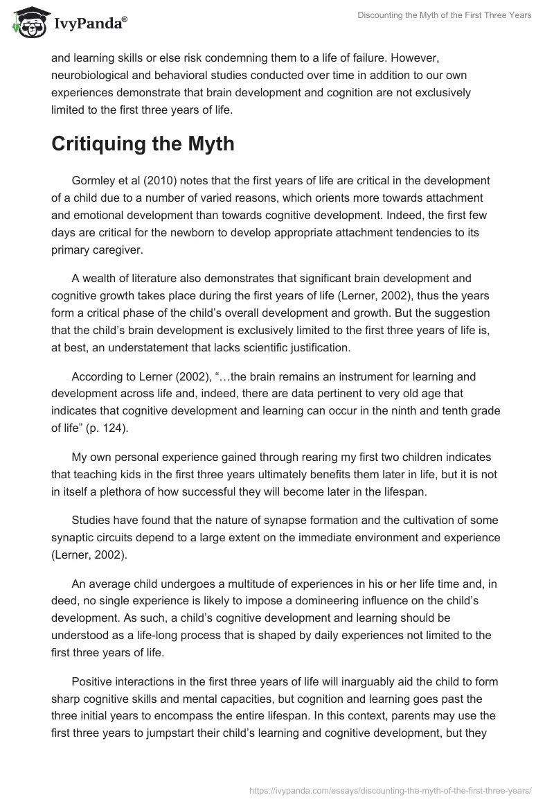 Discounting the Myth of the First Three Years. Page 2
