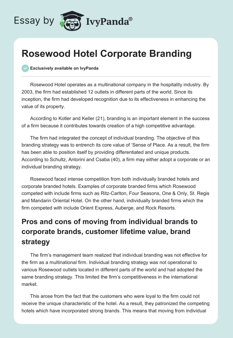 Rosewood Hotel Corporate Branding. Page 1