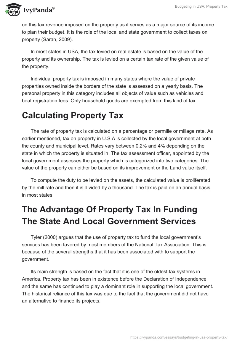 Budgeting in USA: Property Tax. Page 2