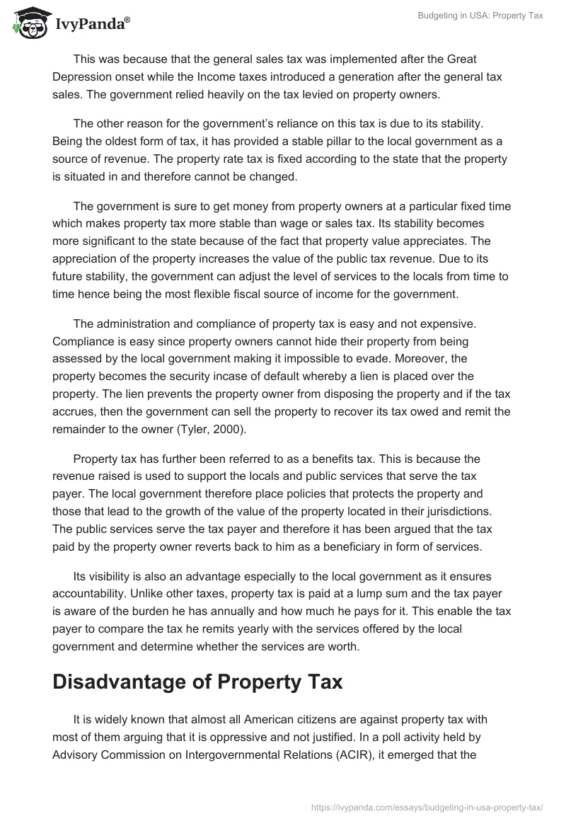 Budgeting in USA: Property Tax. Page 3