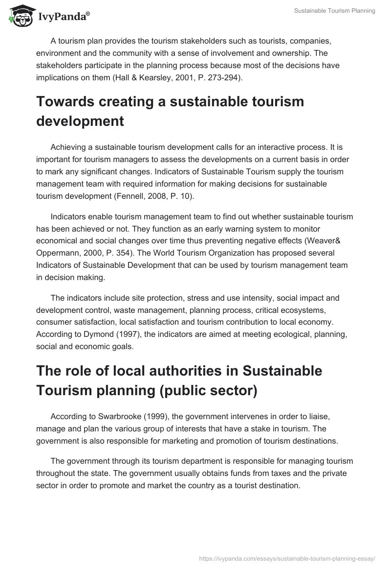 Sustainable Tourism Planning. Page 2