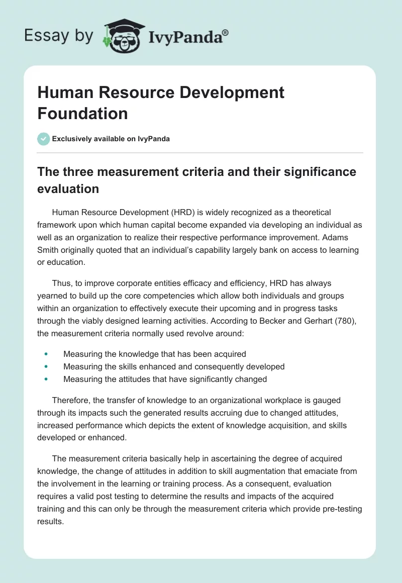 Human Resource Development Foundation. Page 1