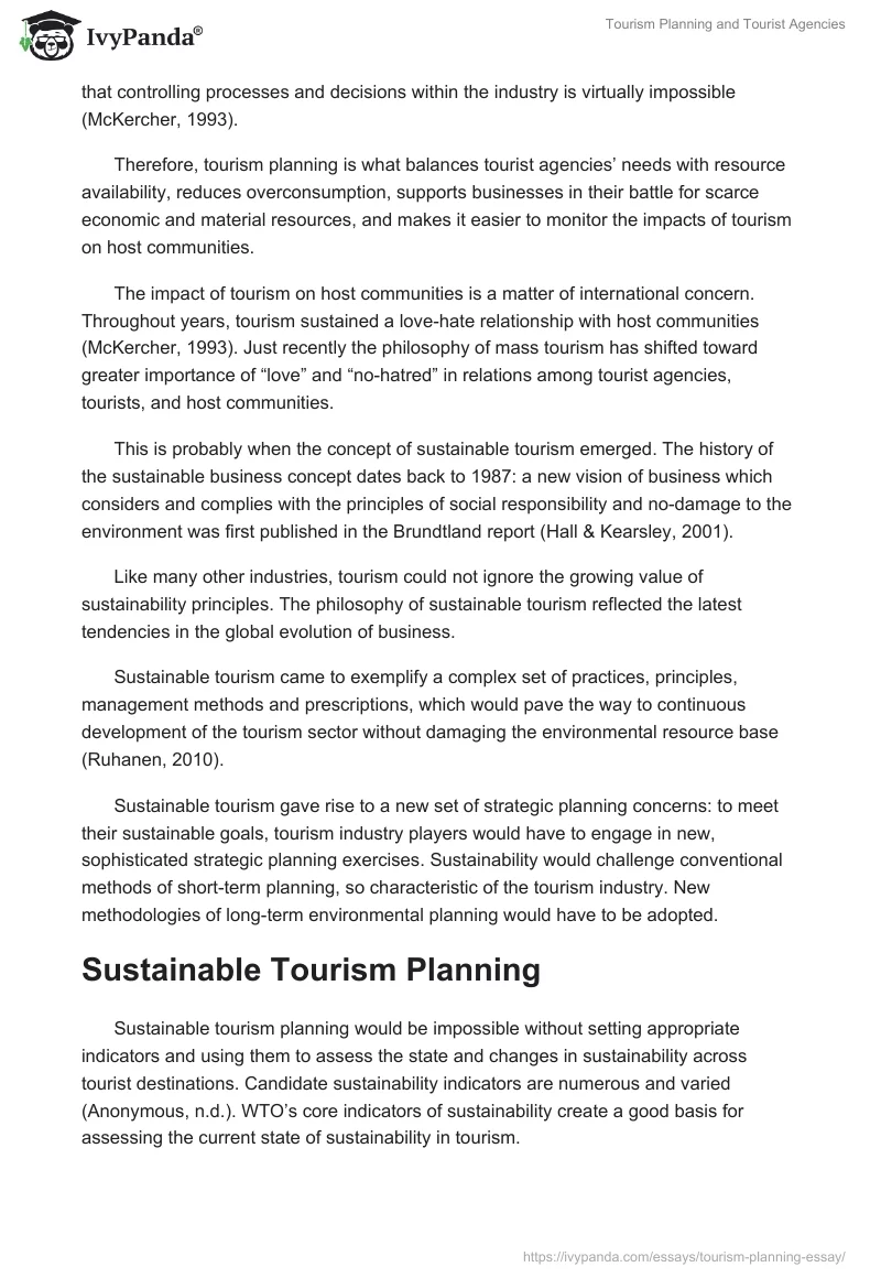 Tourism Planning and Tourist Agencies. Page 2