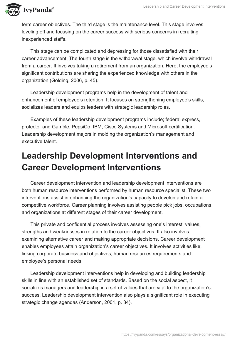 Leadership and Career Development Interventions. Page 2