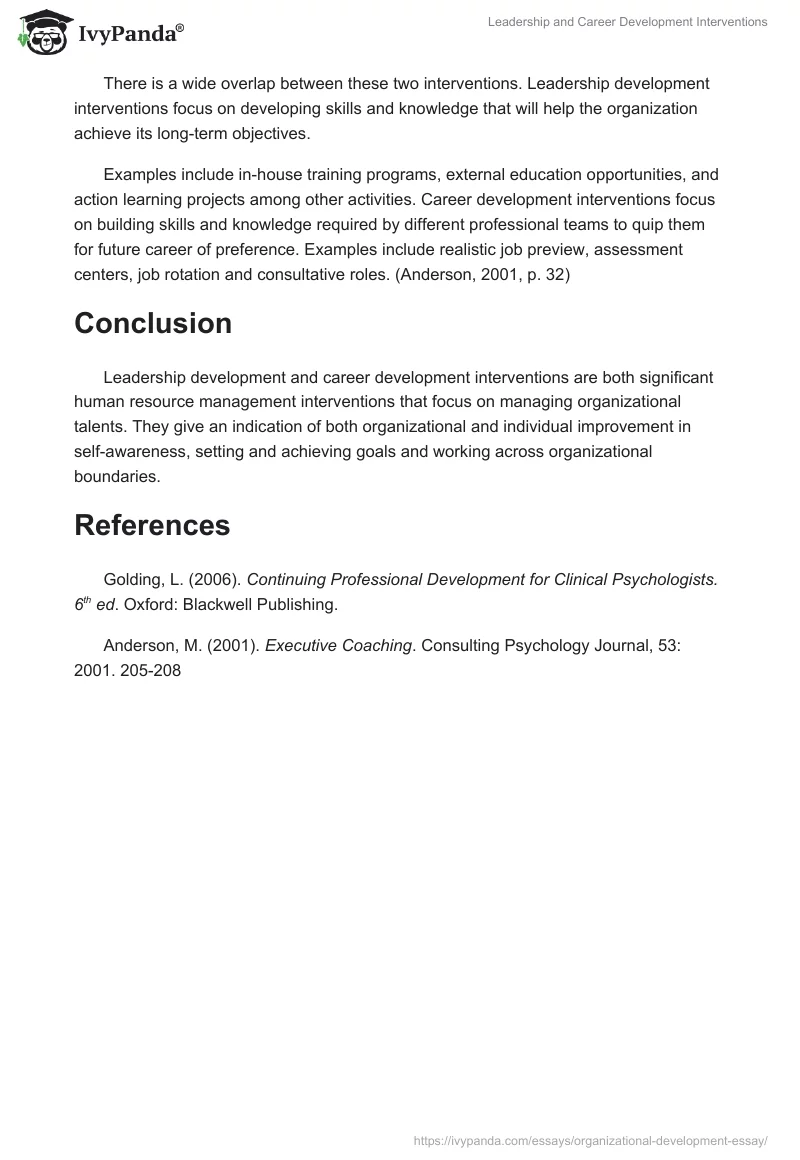 Leadership and Career Development Interventions. Page 3