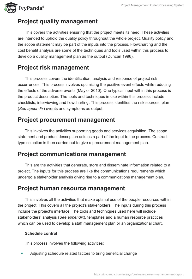 Project Management: Order Processing System. Page 5