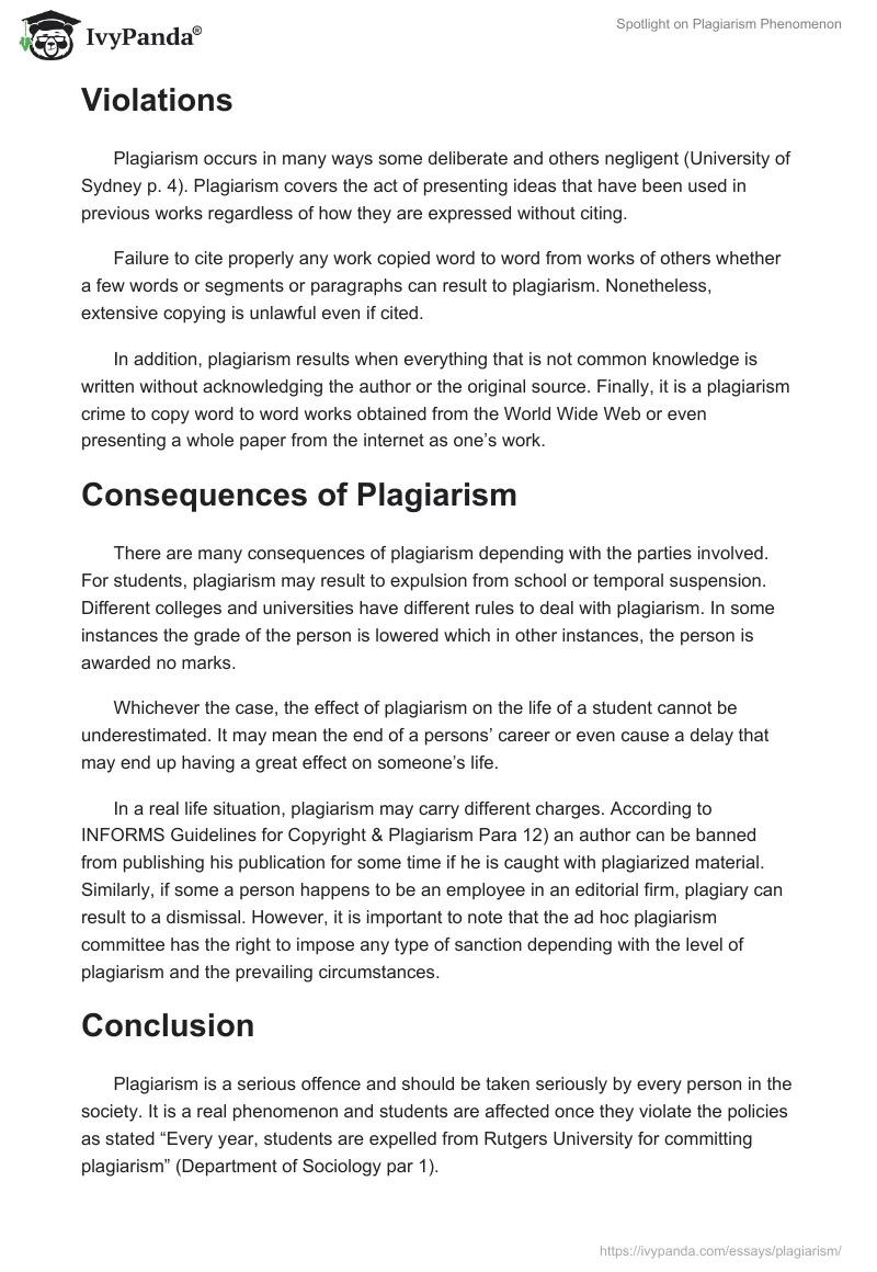 Spotlight on Plagiarism Phenomenon. Page 2