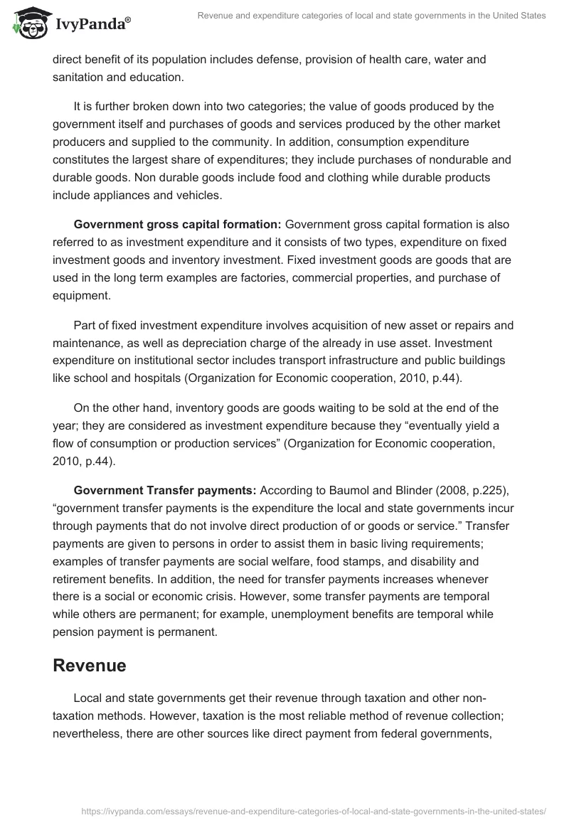 Revenue and expenditure categories of local and state governments in the United States. Page 2