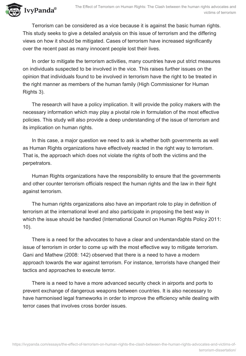 The Effect of Terrorism on Human Rights: The Clash Between the Human Rights Advocates and Victims of Terrorism. Page 2