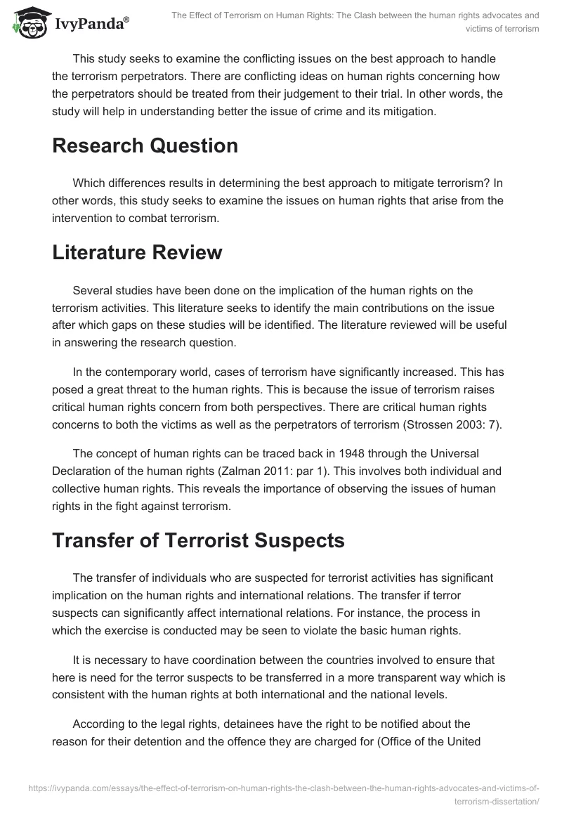 The Effect of Terrorism on Human Rights: The Clash Between the Human Rights Advocates and Victims of Terrorism. Page 4