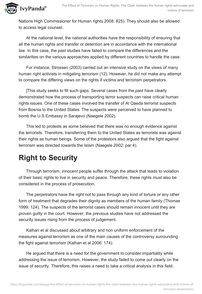 The Effect of Terrorism on Human Rights: The Clash Between the Human Rights Advocates and Victims of Terrorism. Page 5