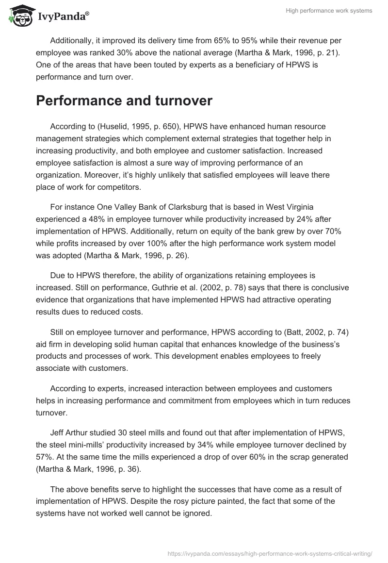 High Performance Work Systems. Page 5