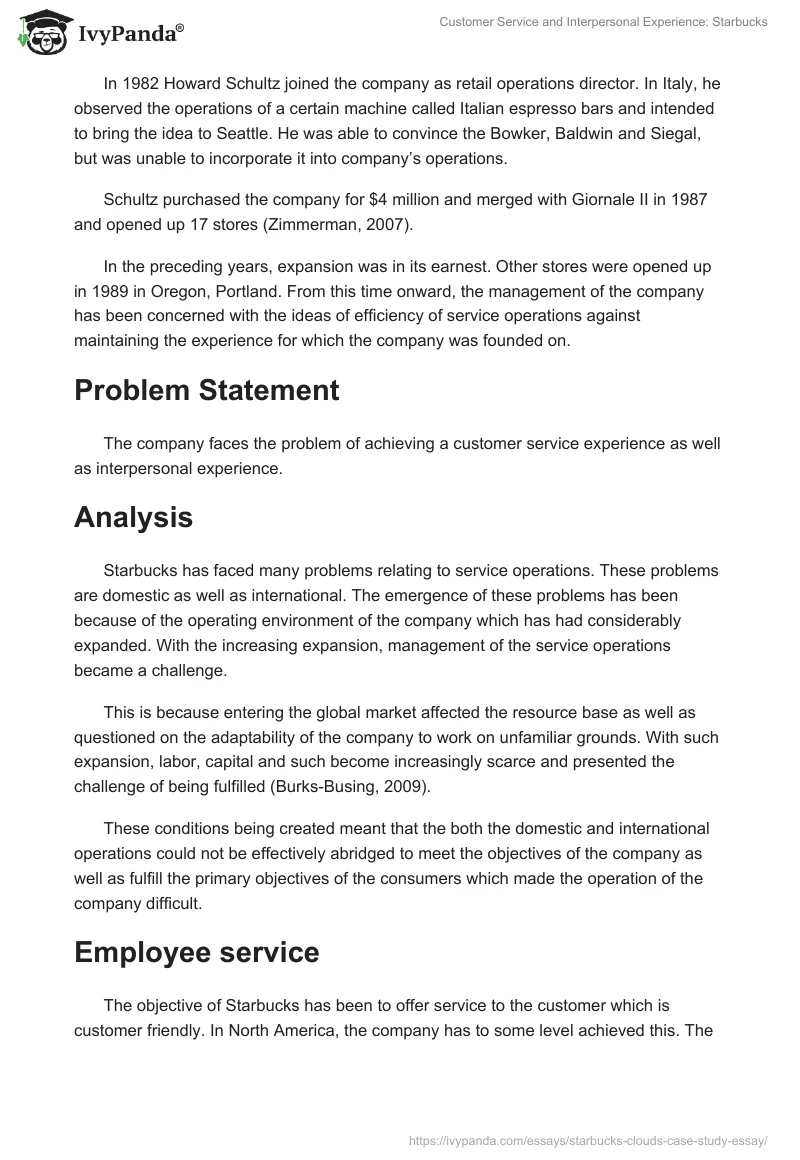 Customer Service and Interpersonal Experience: Starbucks. Page 2