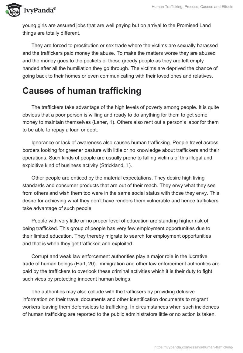 Human Trafficking: Process, Causes and Effects. Page 2