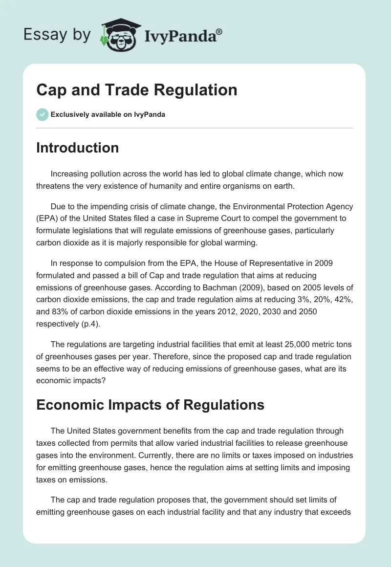 Cap and Trade Regulation. Page 1