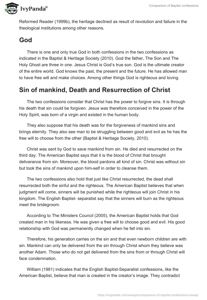 Comparison of Baptist confessions. Page 2