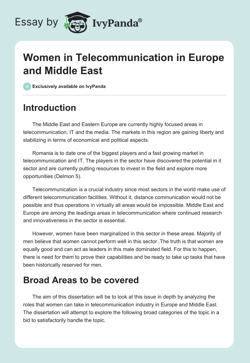 Women in Telecommunication in Europe and Middle East. Page 1