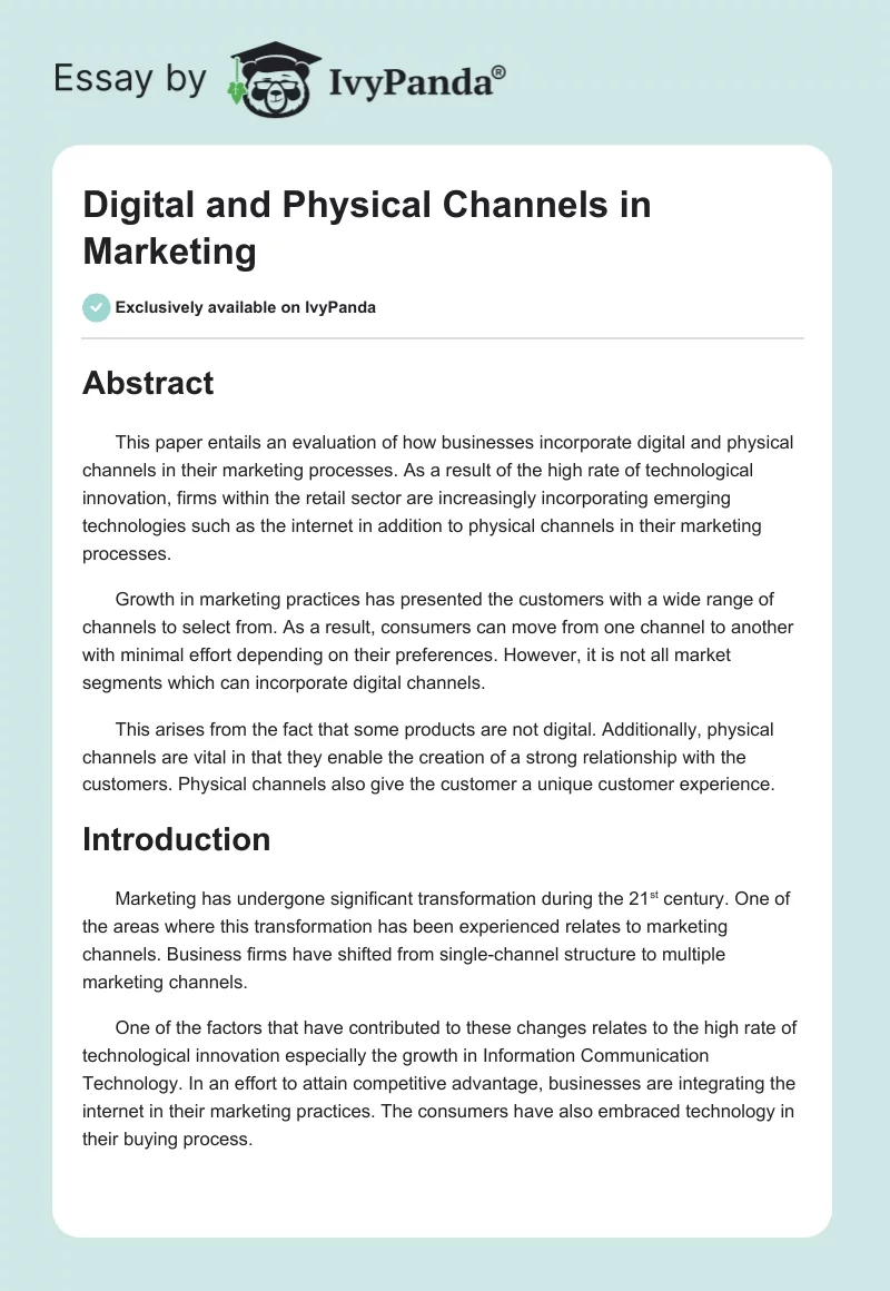 Digital and Physical Channels in Marketing. Page 1
