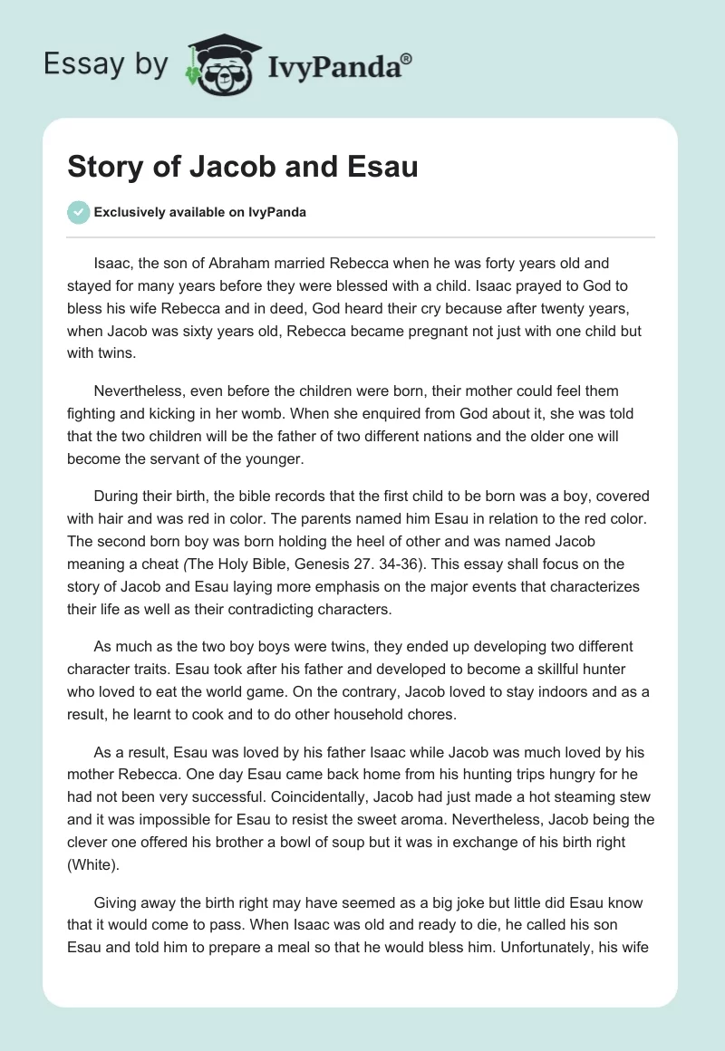 Story of Jacob and Esau. Page 1