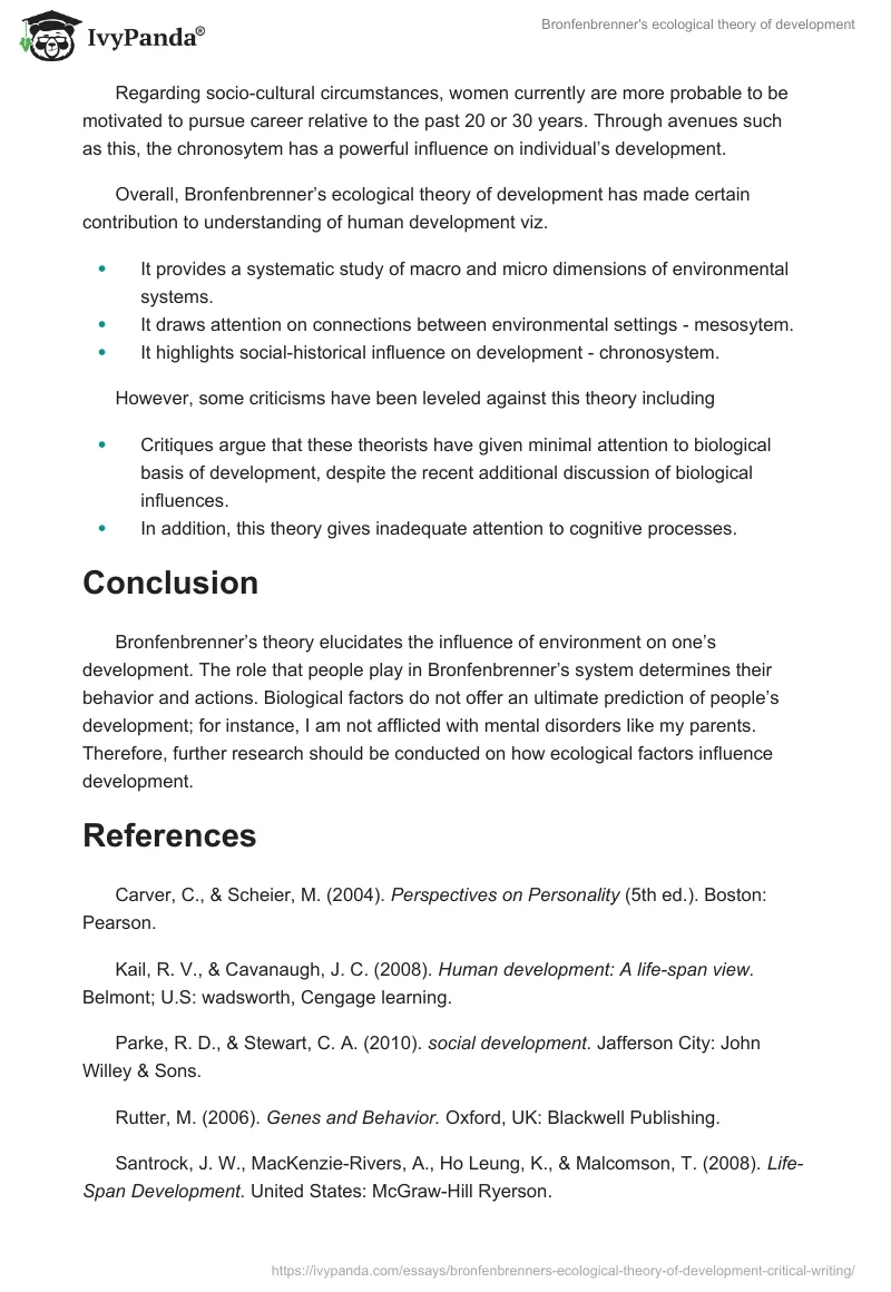 Bronfenbrenner's ecological theory of development. Page 5