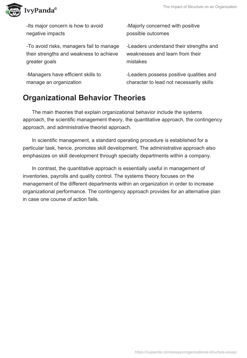 The Impact of Structure on an Organization. Page 2