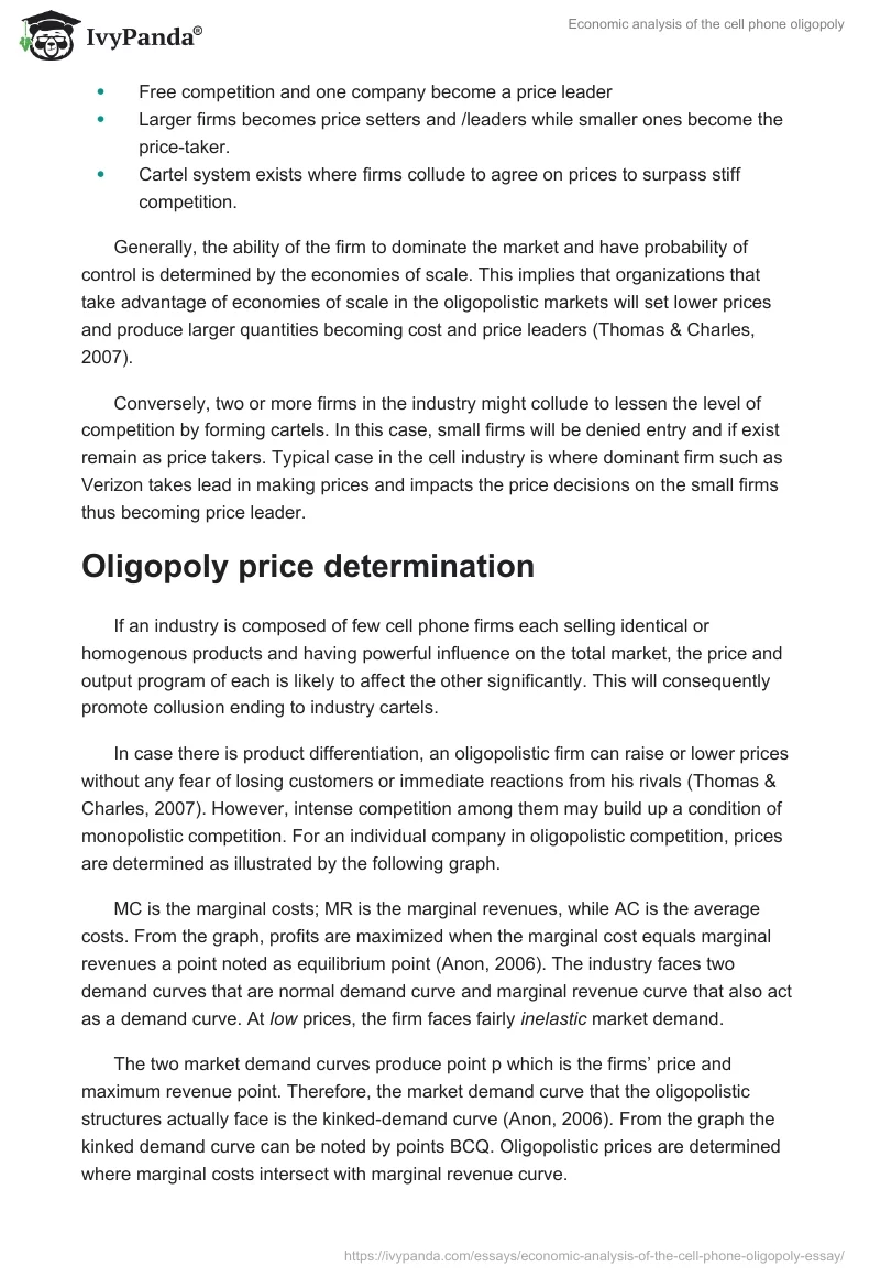 Economic Analysis of the Cell Phone Oligopoly. Page 2