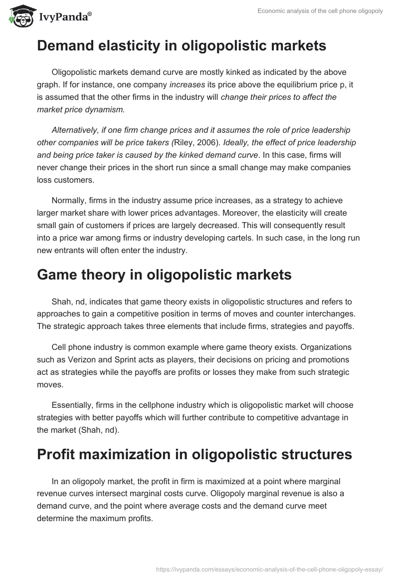 Economic Analysis of the Cell Phone Oligopoly. Page 3
