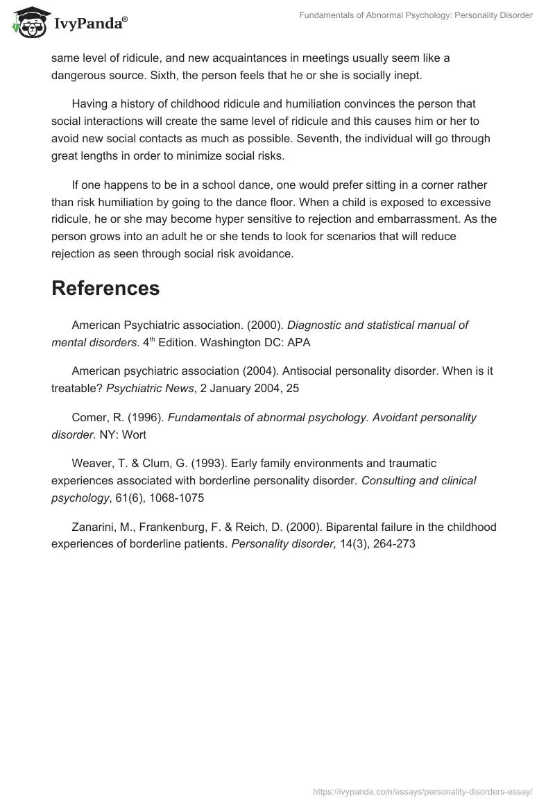 Fundamentals of Abnormal Psychology: Personality Disorder. Page 4
