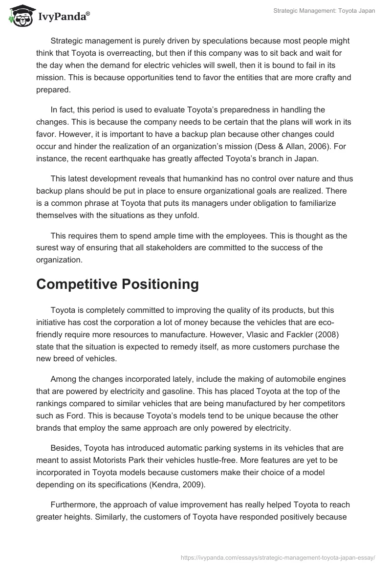 Strategic Management: Toyota Japan. Page 4