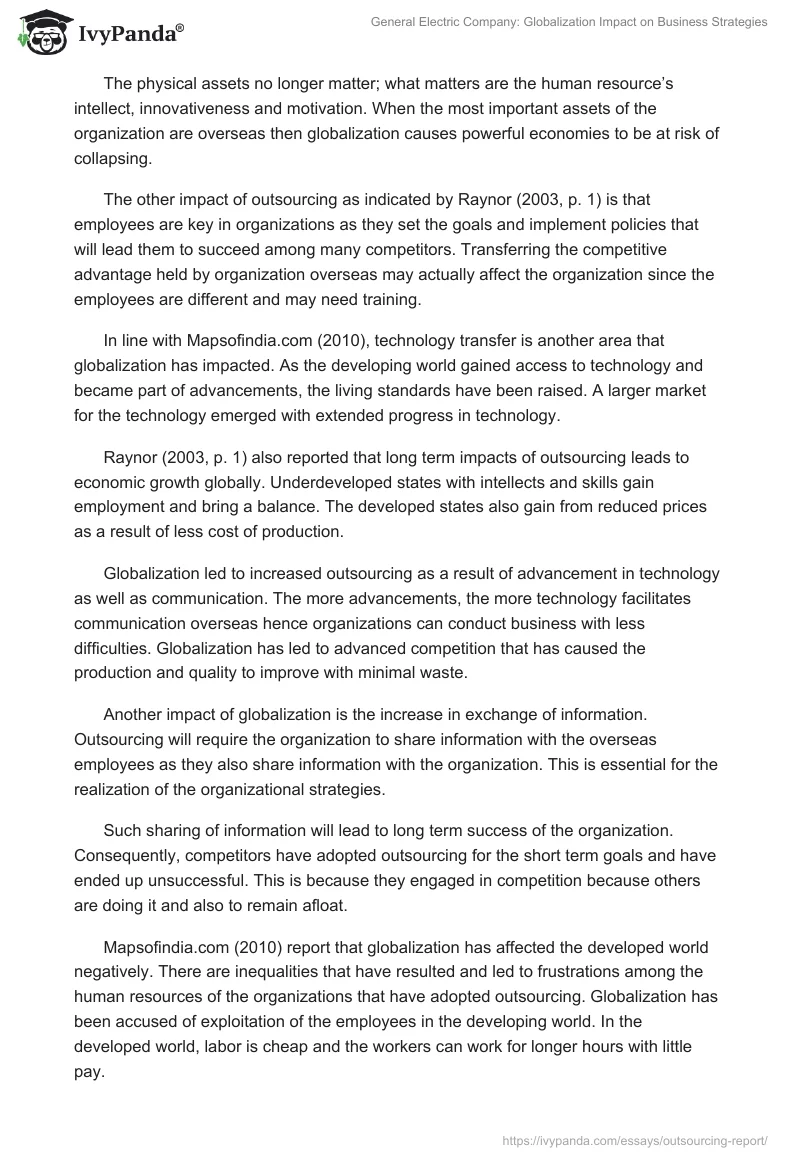 General Electric Company: Globalization Impact on Business Strategies. Page 4