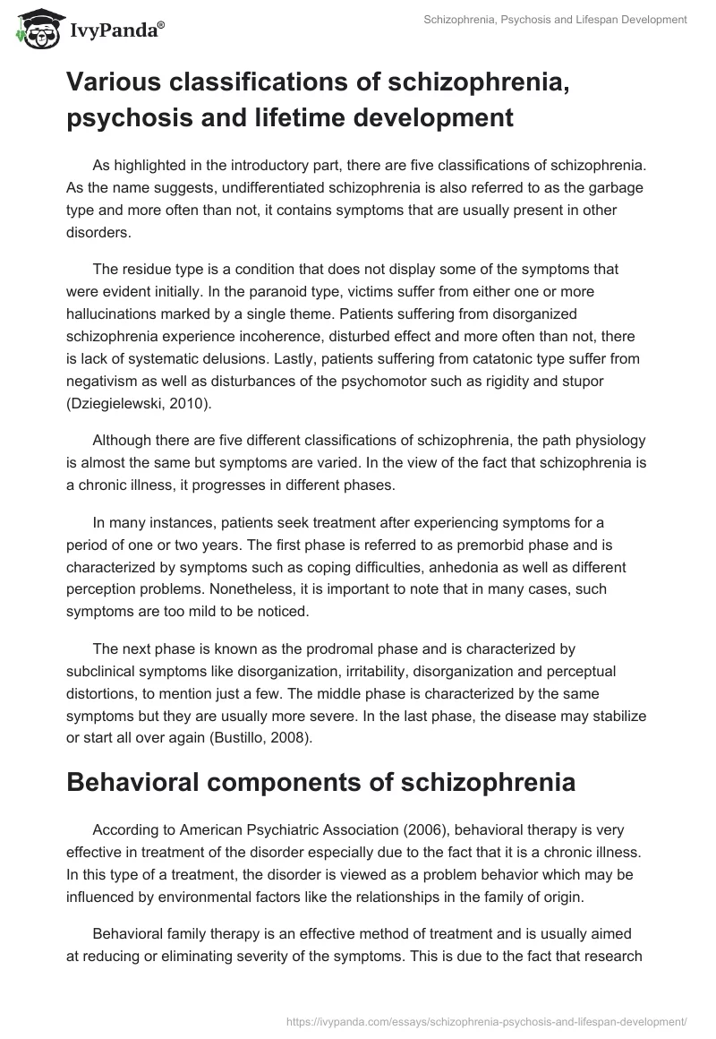 Schizophrenia, Psychosis and Lifespan Development. Page 2