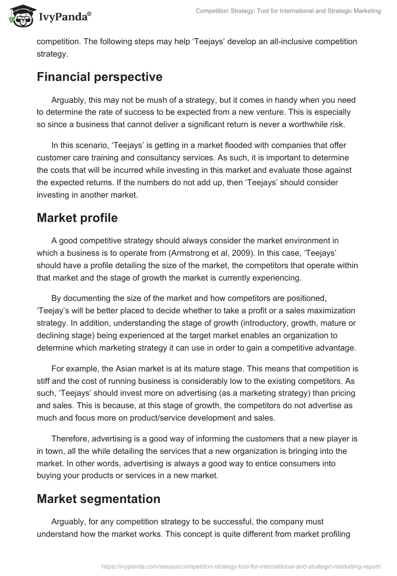 Competition Strategy: Tool for International and Strategic Marketing. Page 2
