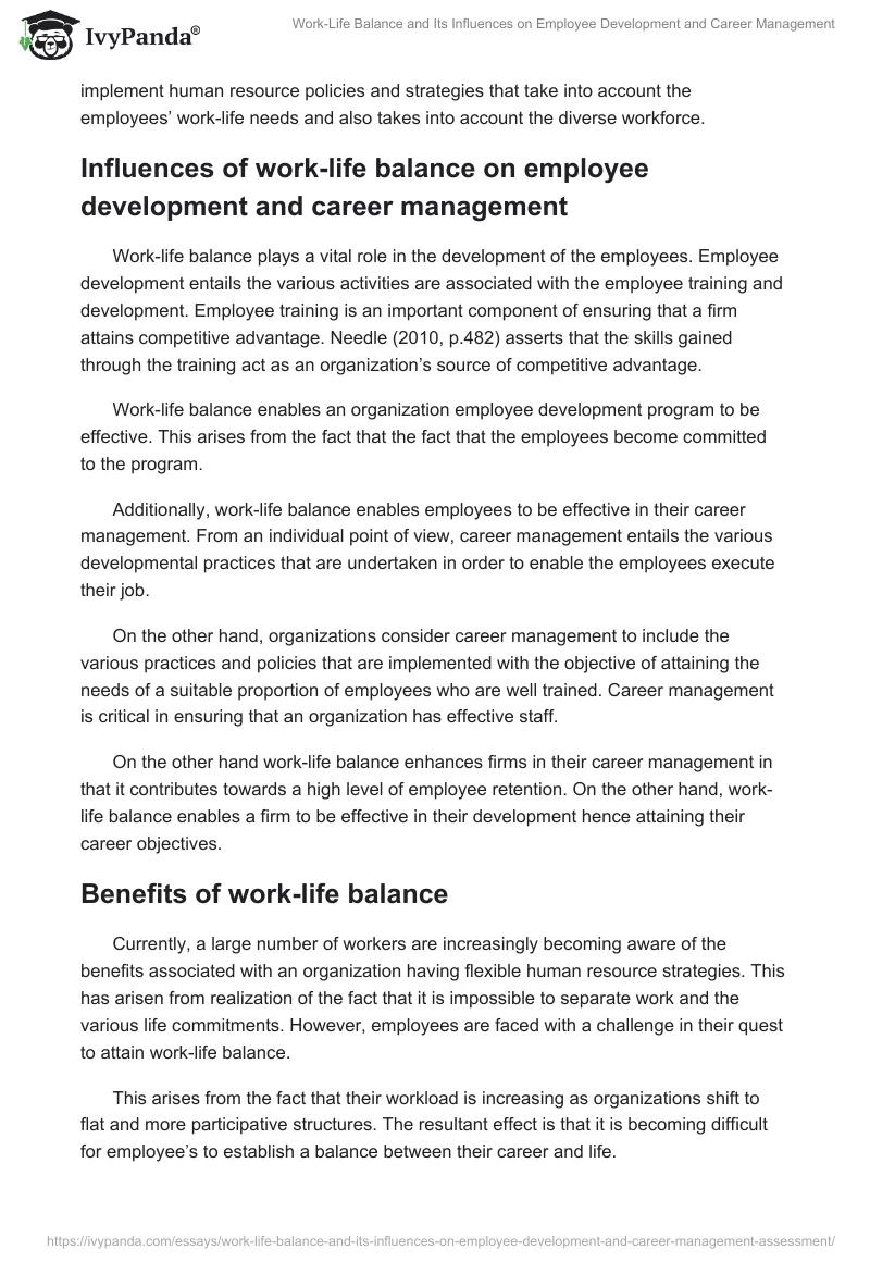 Work-Life Balance and Its Influences on Employee Development and Career Management. Page 4
