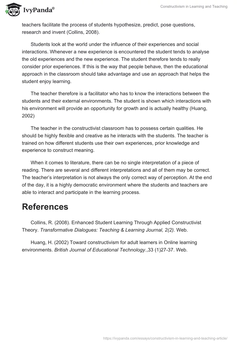 Constructivism in Learning and Teaching. Page 2