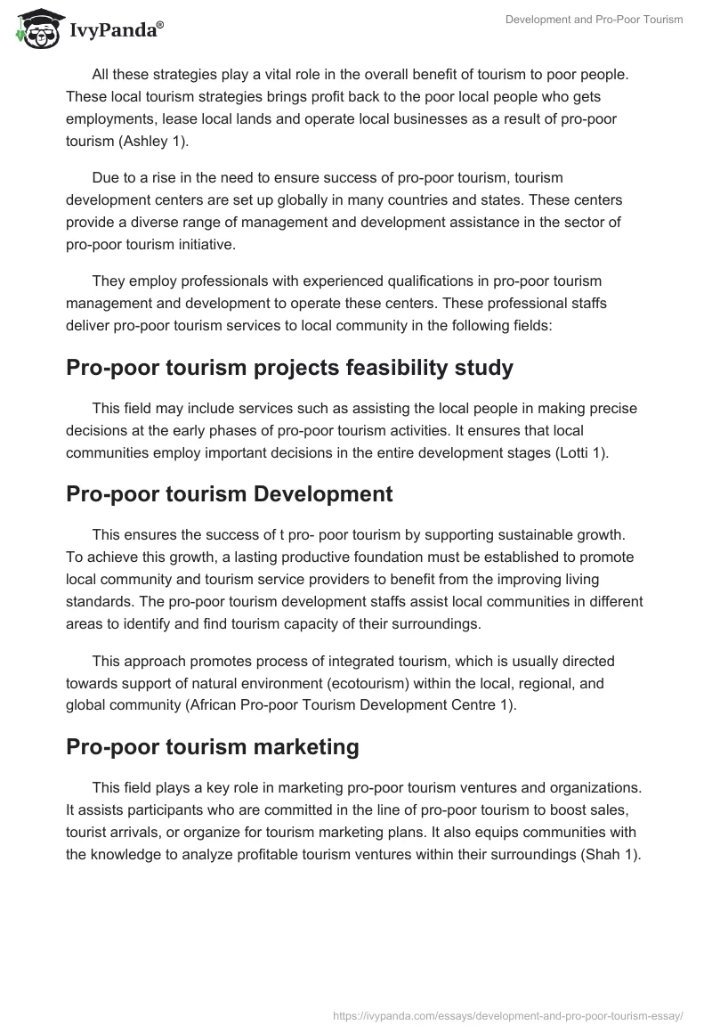 Development and Pro-Poor Tourism. Page 2
