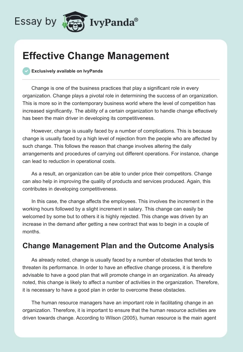 Effective Change Management. Page 1