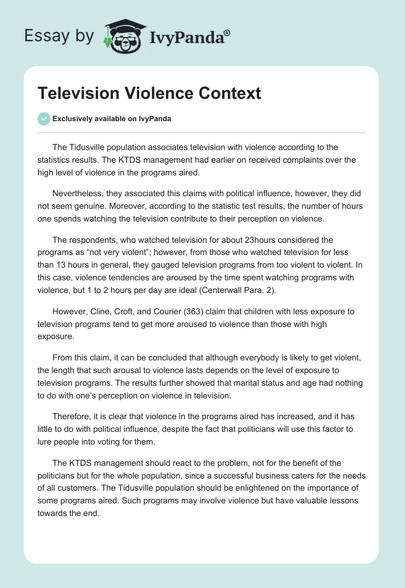 Television Violence Context. Page 1