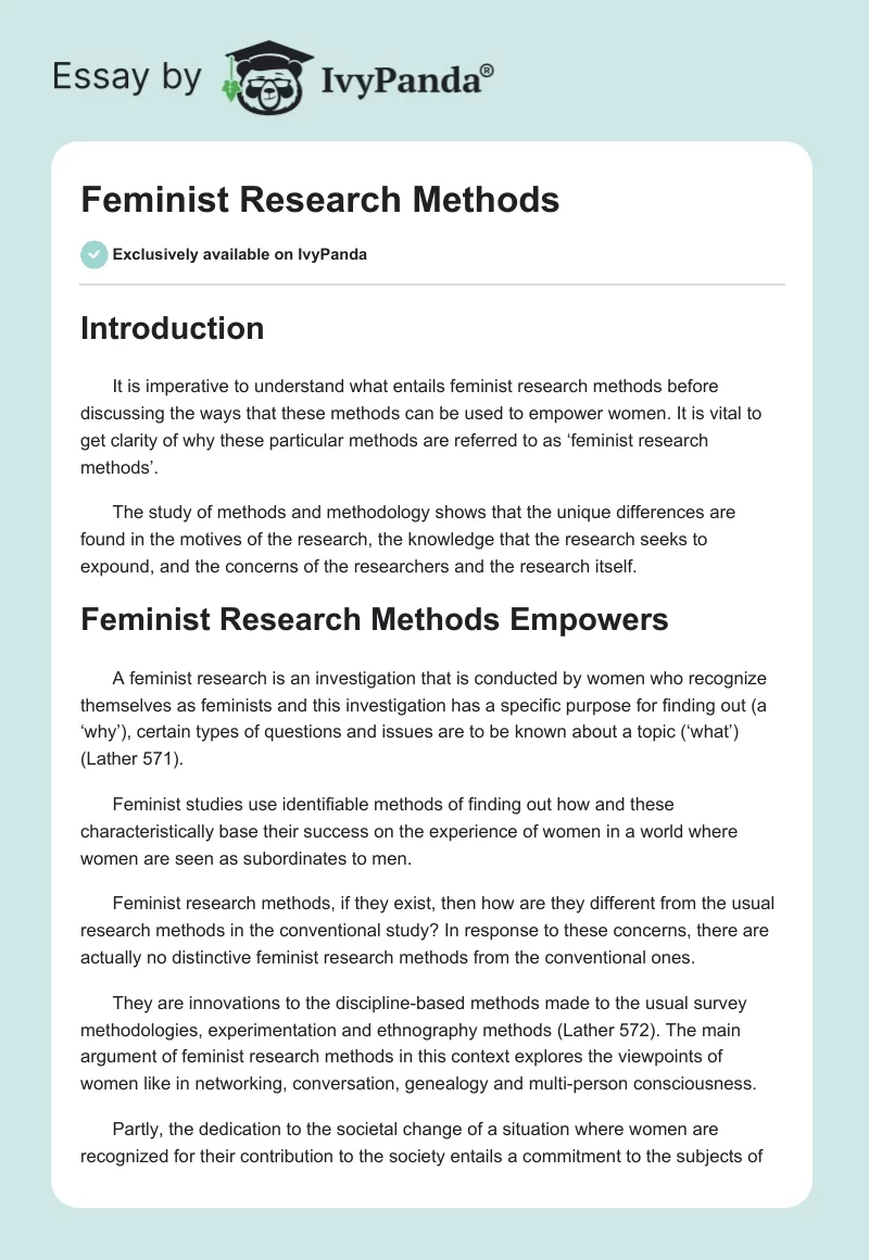 Feminist Research Methods. Page 1