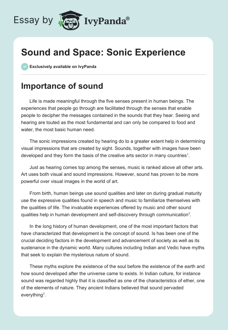 Sound and Space: Sonic Experience. Page 1