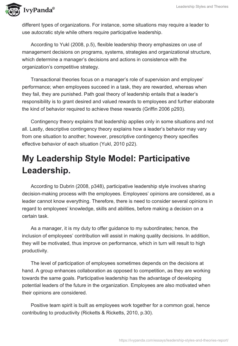 Leadership Styles and Theories. Page 3